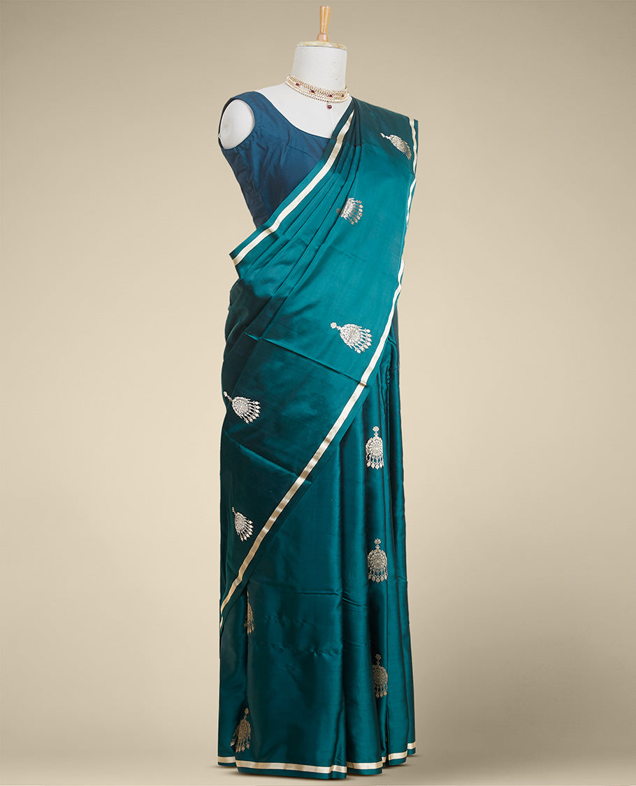 Pothys Green buttas kathan silk saree with self zari border - view 2