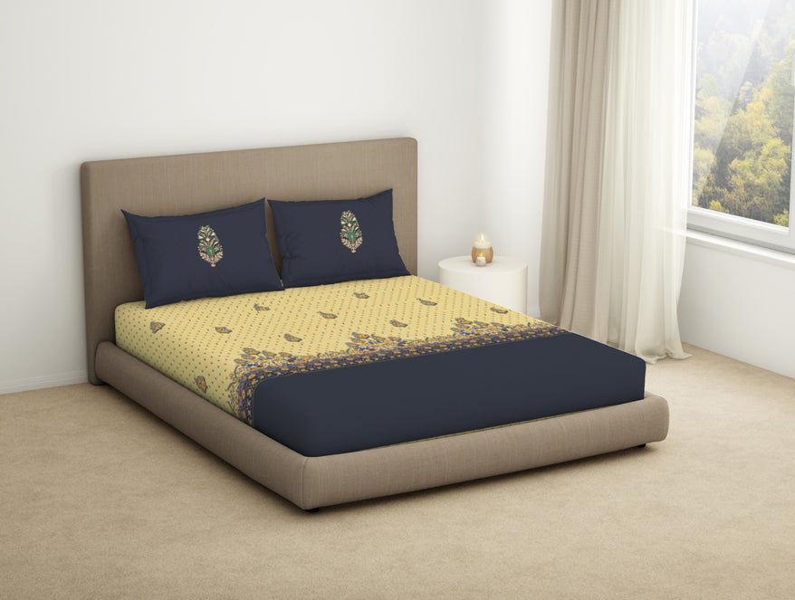 Spaces India Floral Flint Stone - Dark Grey 100% Cotton King Size Bedsheet - Timeless By Spaces-1065771 - view 2