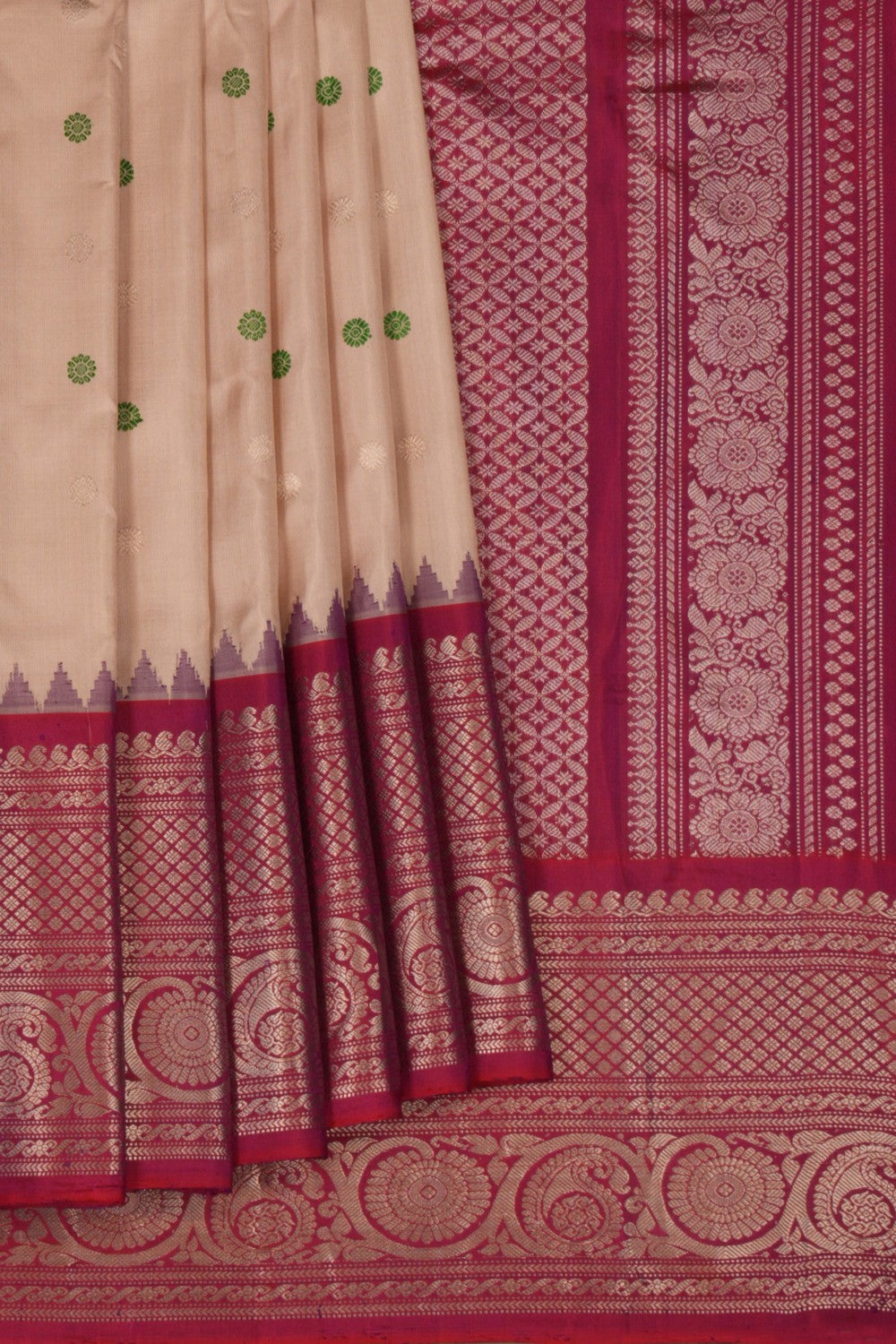 Kalanjali Gadwal Silk Beige Saree – Women's
