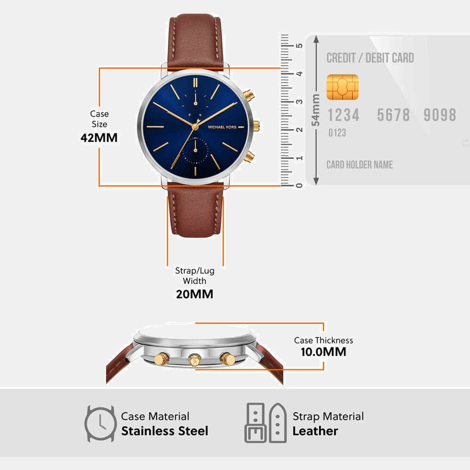 Michael Kors Blake Men Quartz Blue Dial Chronograph Leather Watch MK9209 - view 5