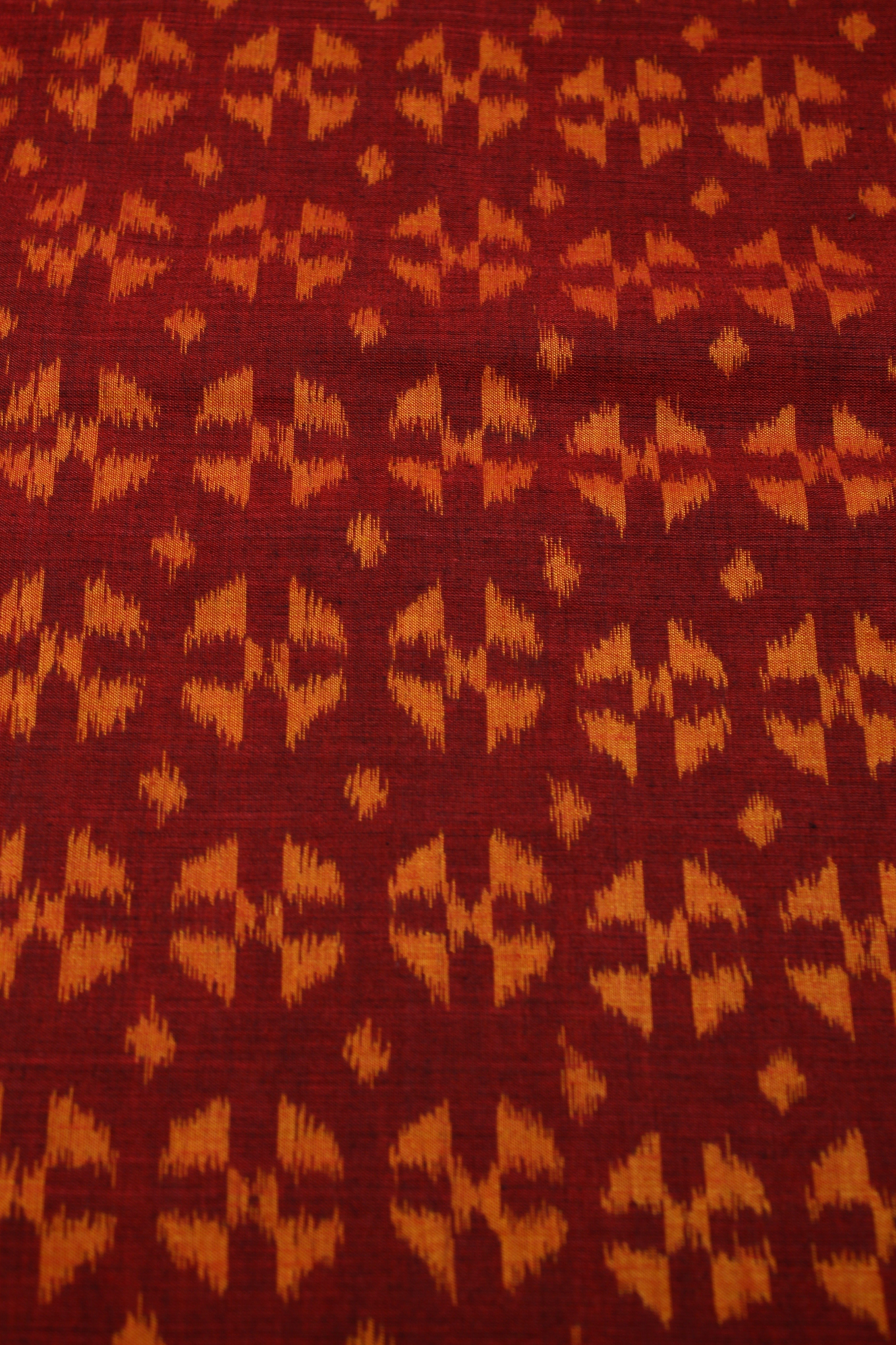 IndianVillèz Maroon Orange Sambalpuri Ikat Cotton Fabric - view 2
