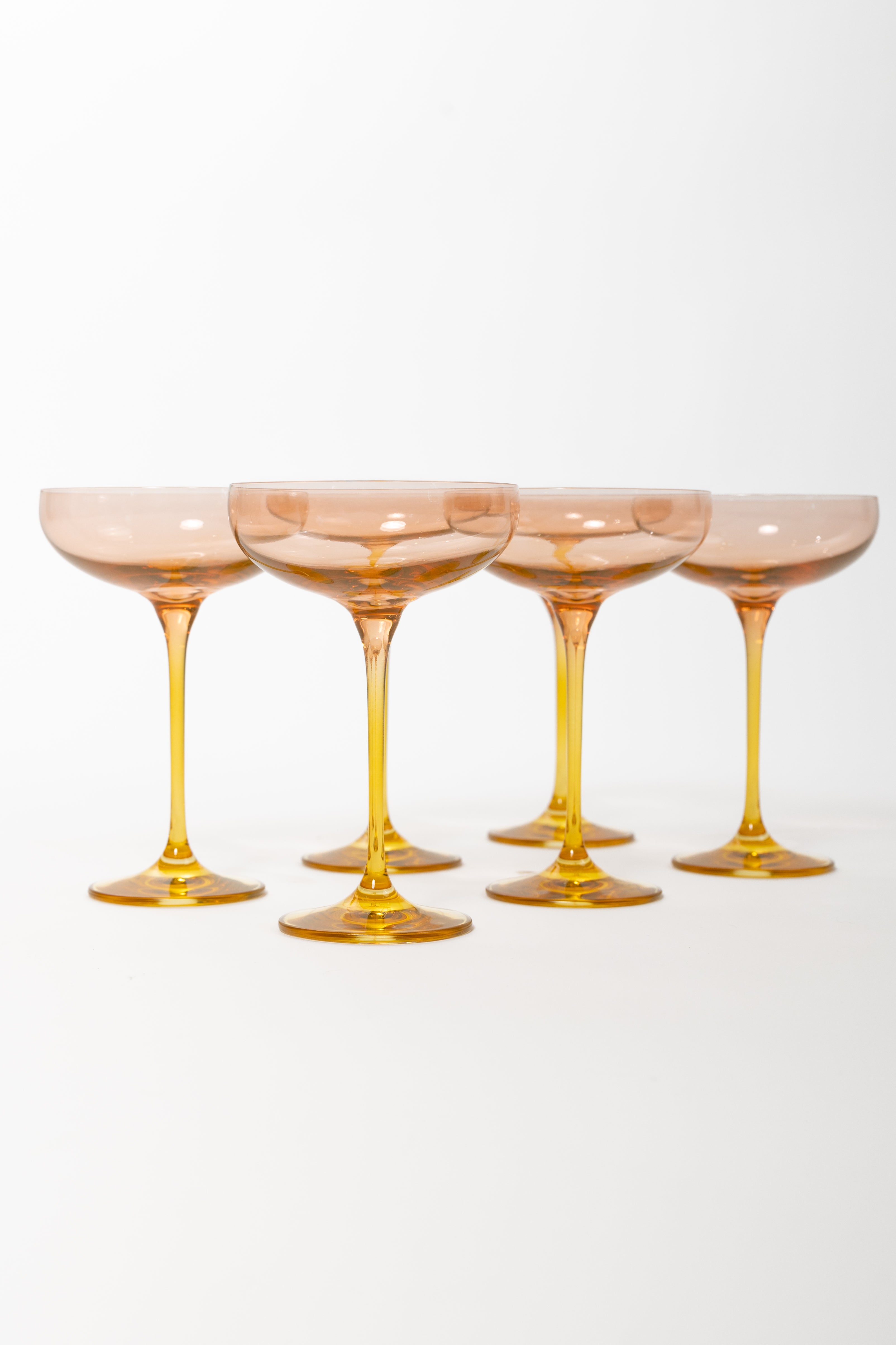 Estelle Colored Glass Estelle Colored Champagne Coupe - Set of 6 {Colorblock: Blush Pink + Yellow} - view 2