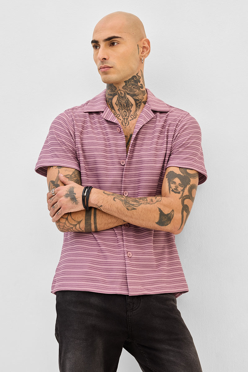 SNITCH Pink Box Fit Stripes Shirt