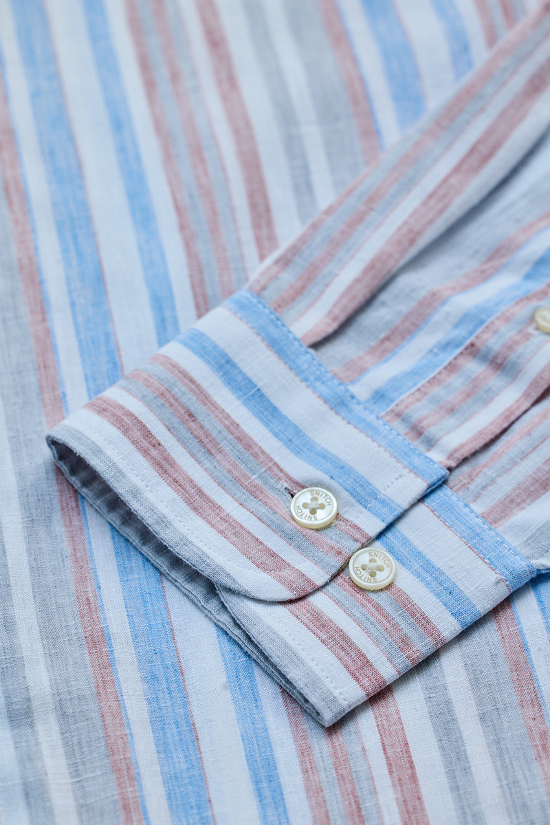 SNITCH Light Pink Stripes Slim Fit Shirt - view 8