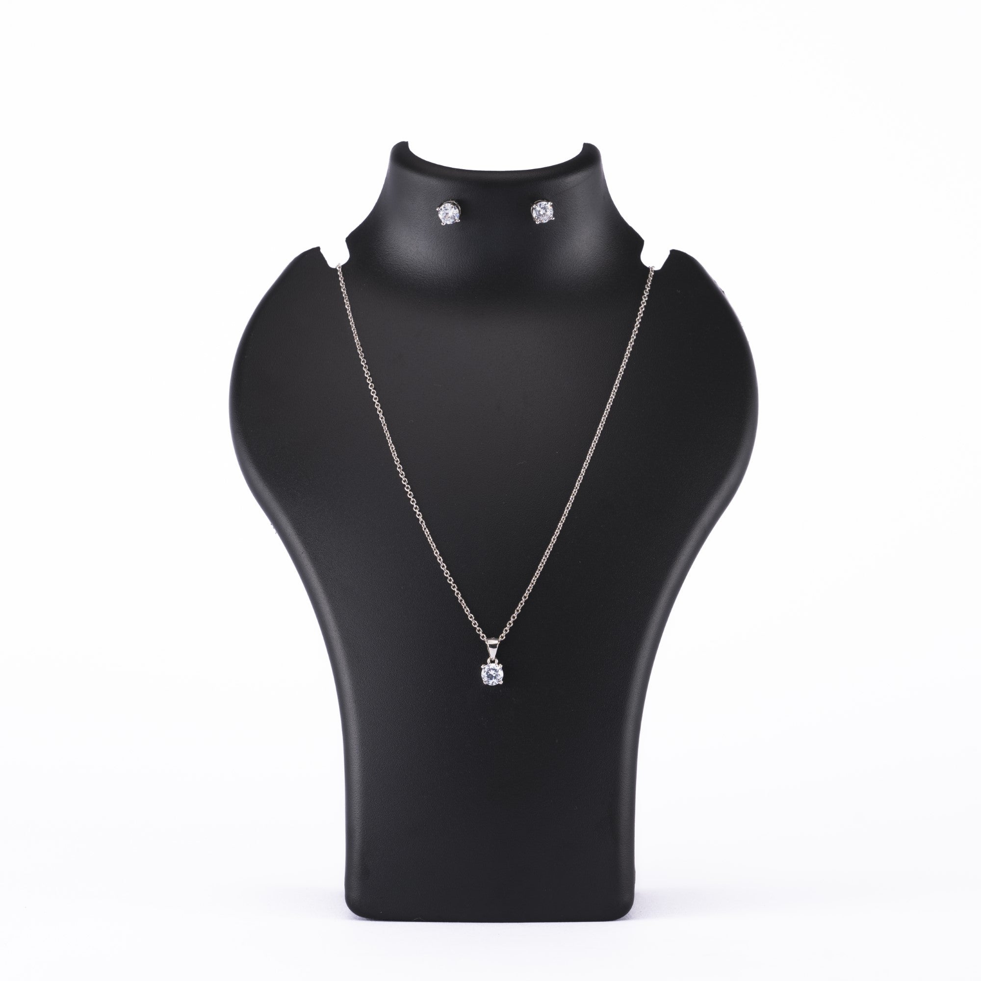 Prinjal Jewellers Original Silver Set Chain Pendant and Earrings with Finely Cut Stones for Women - view 2