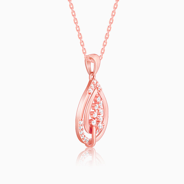 GIVA Jewellery Rose Gold Leaf Ritz Pendant With Link Chain - view 4