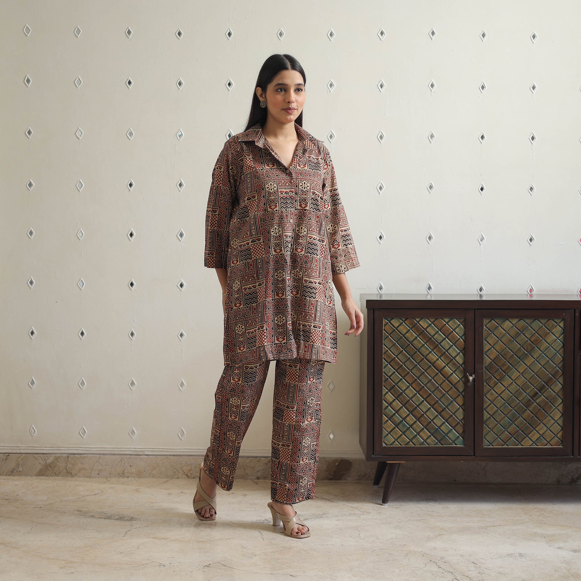 ITOKRI CASUALS Brown - Block Printed Cotton Ajrakh Co-ord Set 07 - view 2