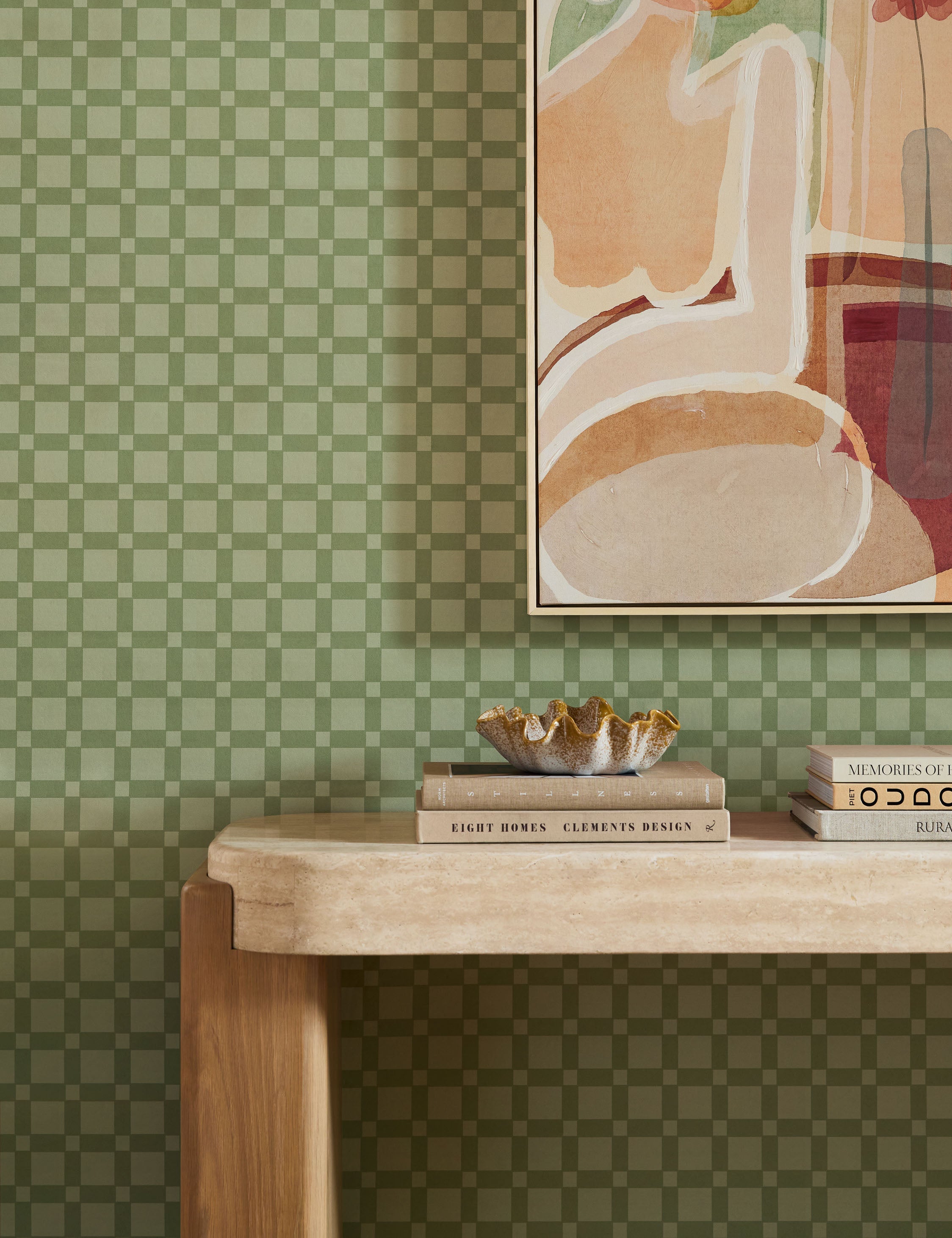 Lulu and Georgia Janae Checkered Wallpaper – Green - view 2