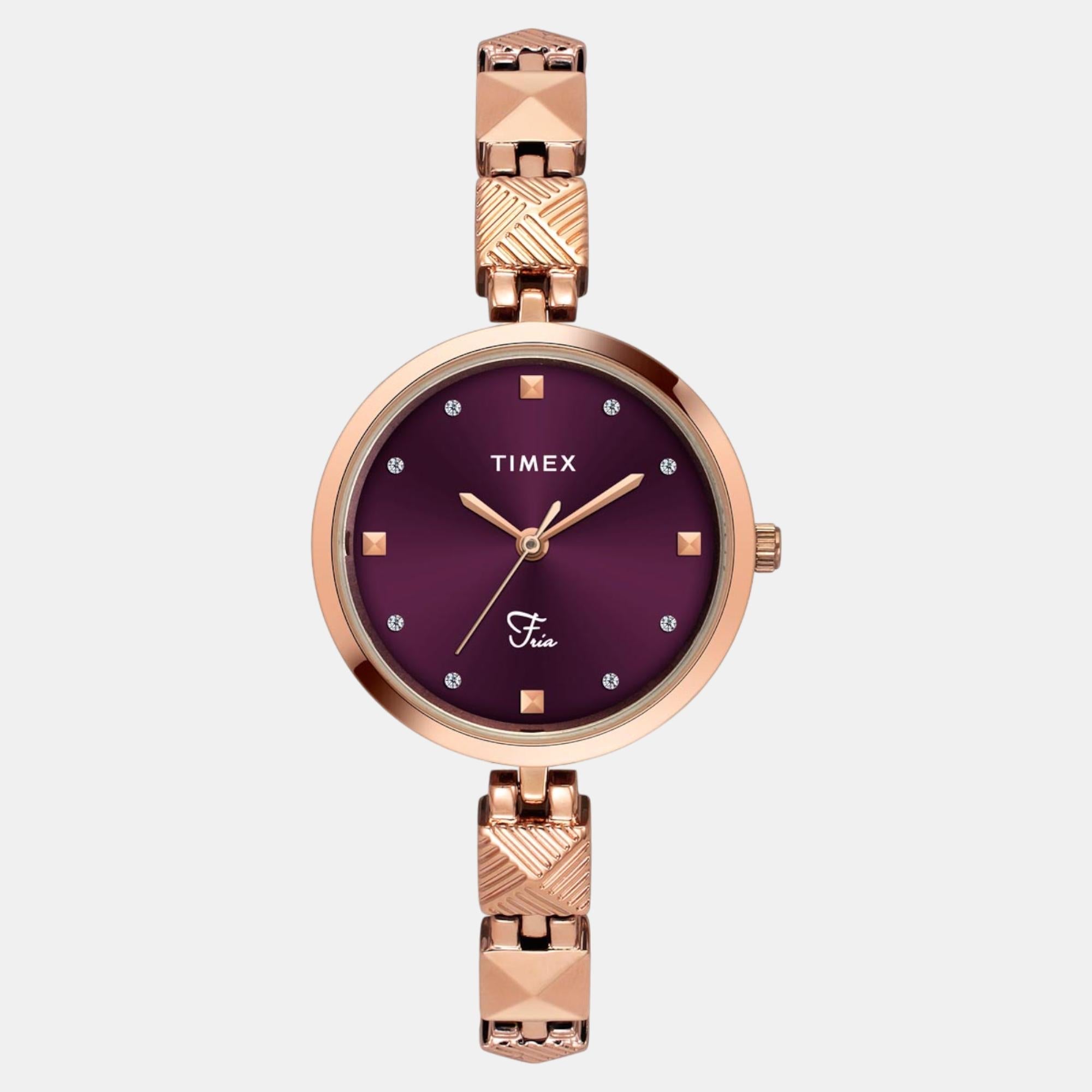 Timex Fria Women Quartz Burgundy Dial Analog Brass Watch TWEL18310
