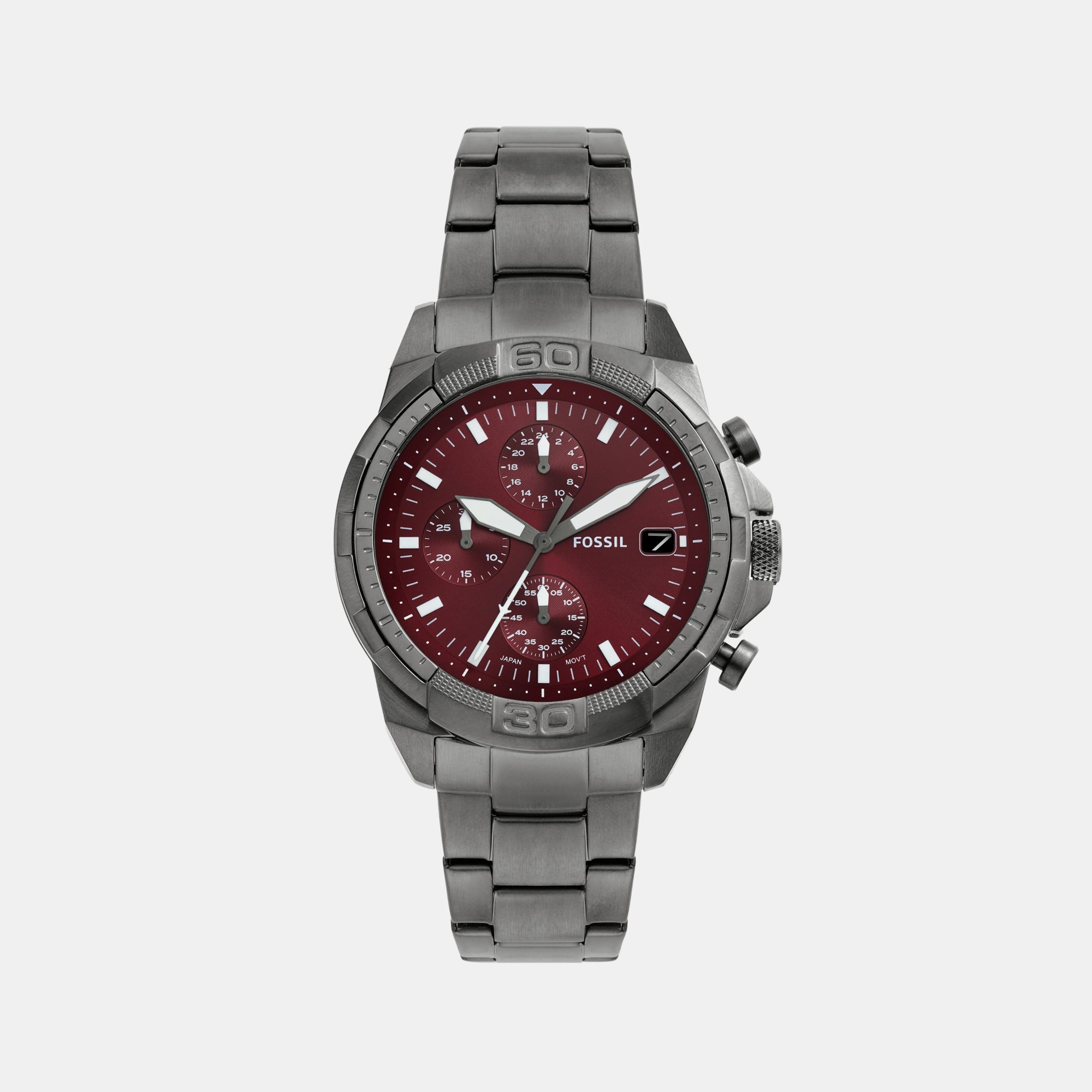 Fossil Bronson Men Quartz Smoke Dial Chronograph Stainless Steel Watch FS6017