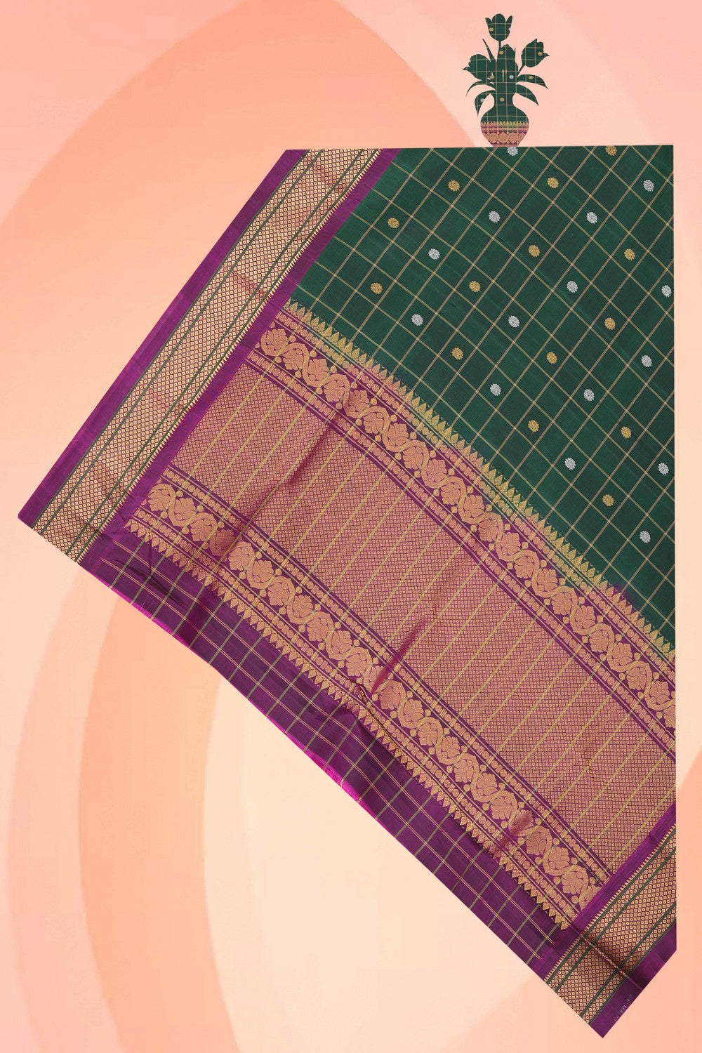 Kalanjali Gadwal Silk Green Dupatta