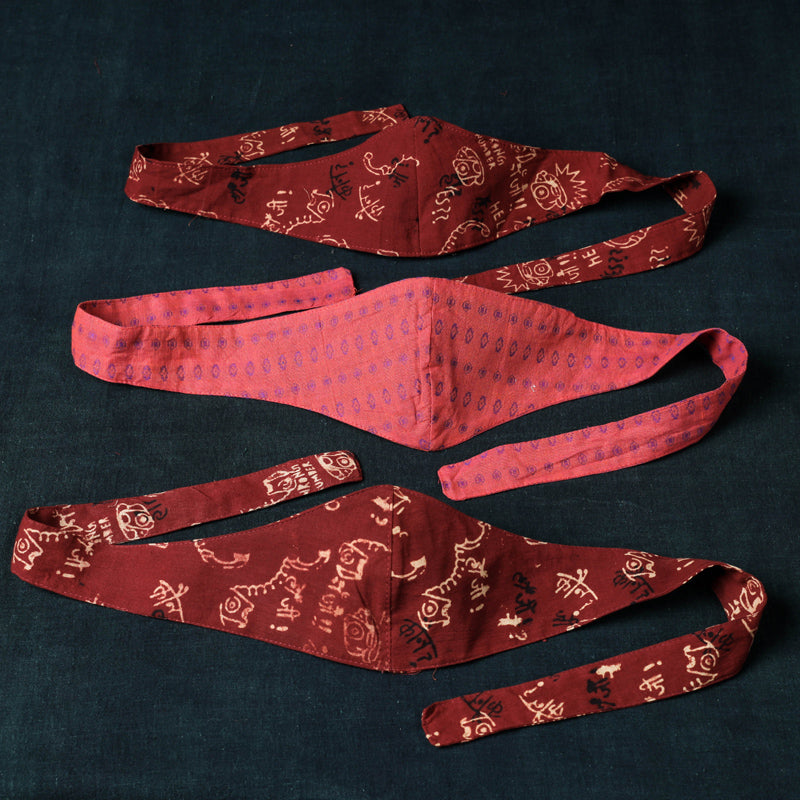 JALPARI Assorted Set of 3 - Bandana Head Wrap 3 Layer Cotton Fabric Unisex Face Cover Free Size
