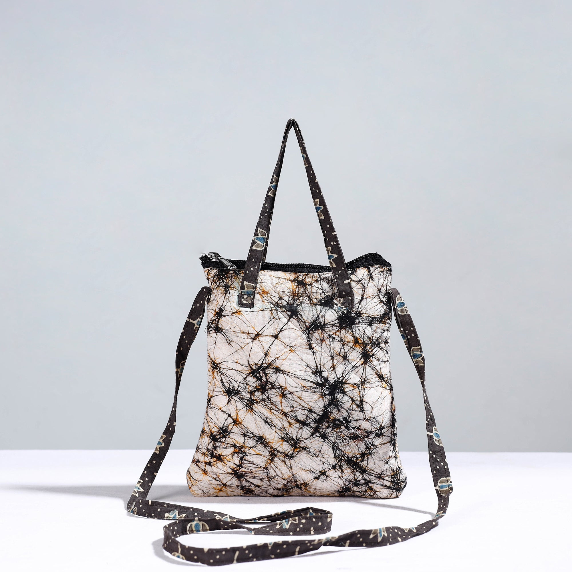 NOORI BAZAR Beige - Handmade Quilted Cotton Sling Bag 06