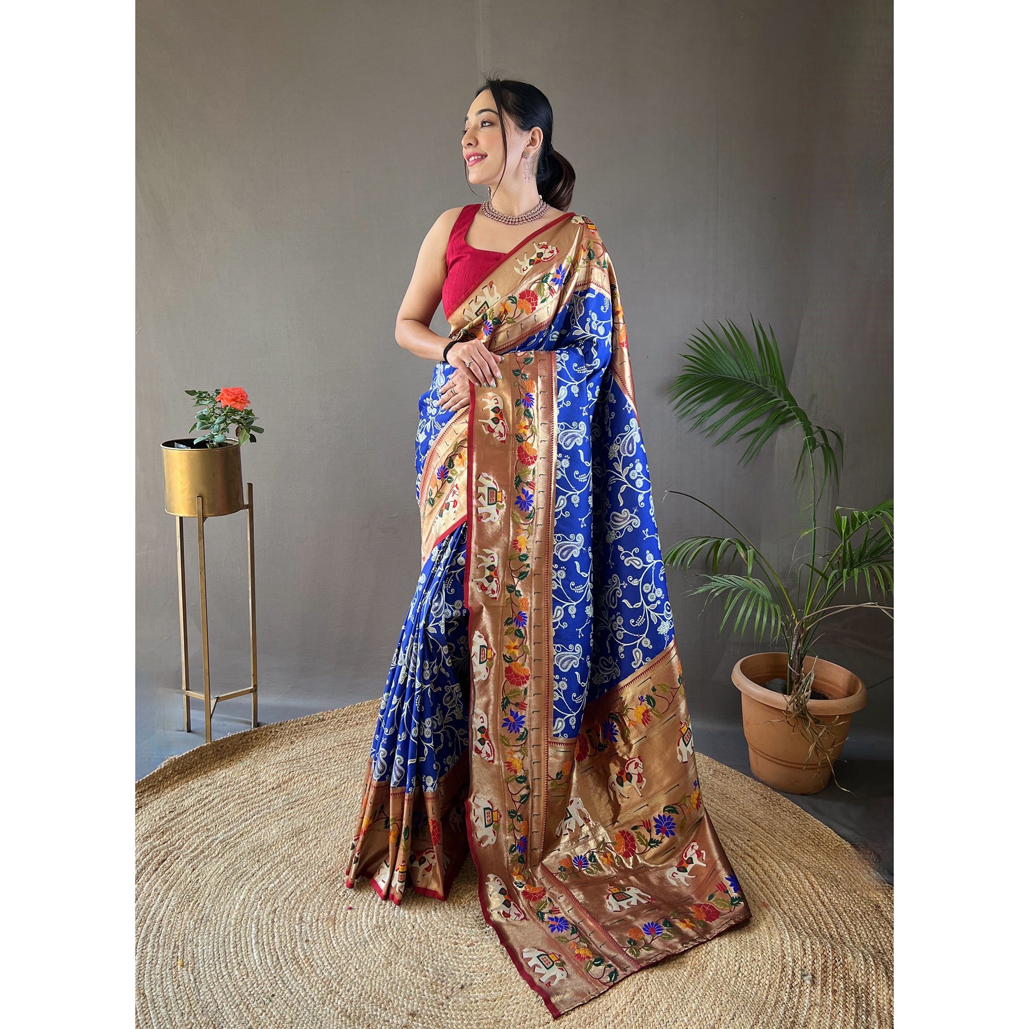 TASARIKA COUTURE Blue - Godavari Violet Silk Handwork Saree
