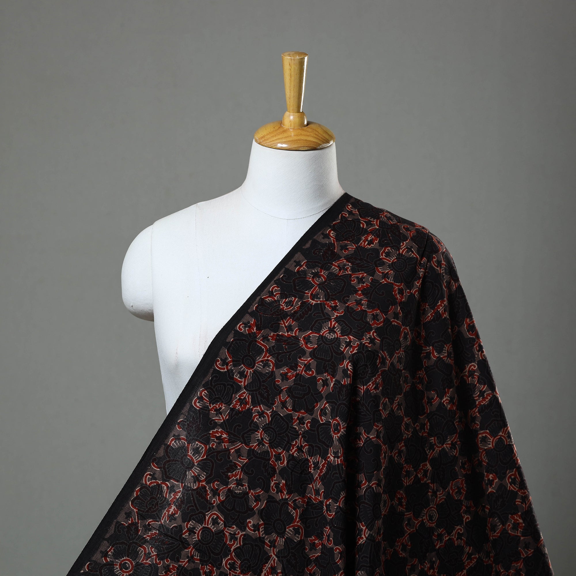 AJRAKH BY SUFIYAN ISMAIL KHATRI Black - Natural Dyed Block Print Cotton Ajrakh Fabric 10