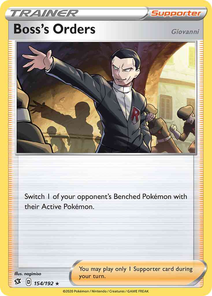 Rare holo swsh2-154 – Pokémon Boss's Orders (Giovanni) - 154/192 - Rare Holo [swsh2-154] [Reverse Holo]