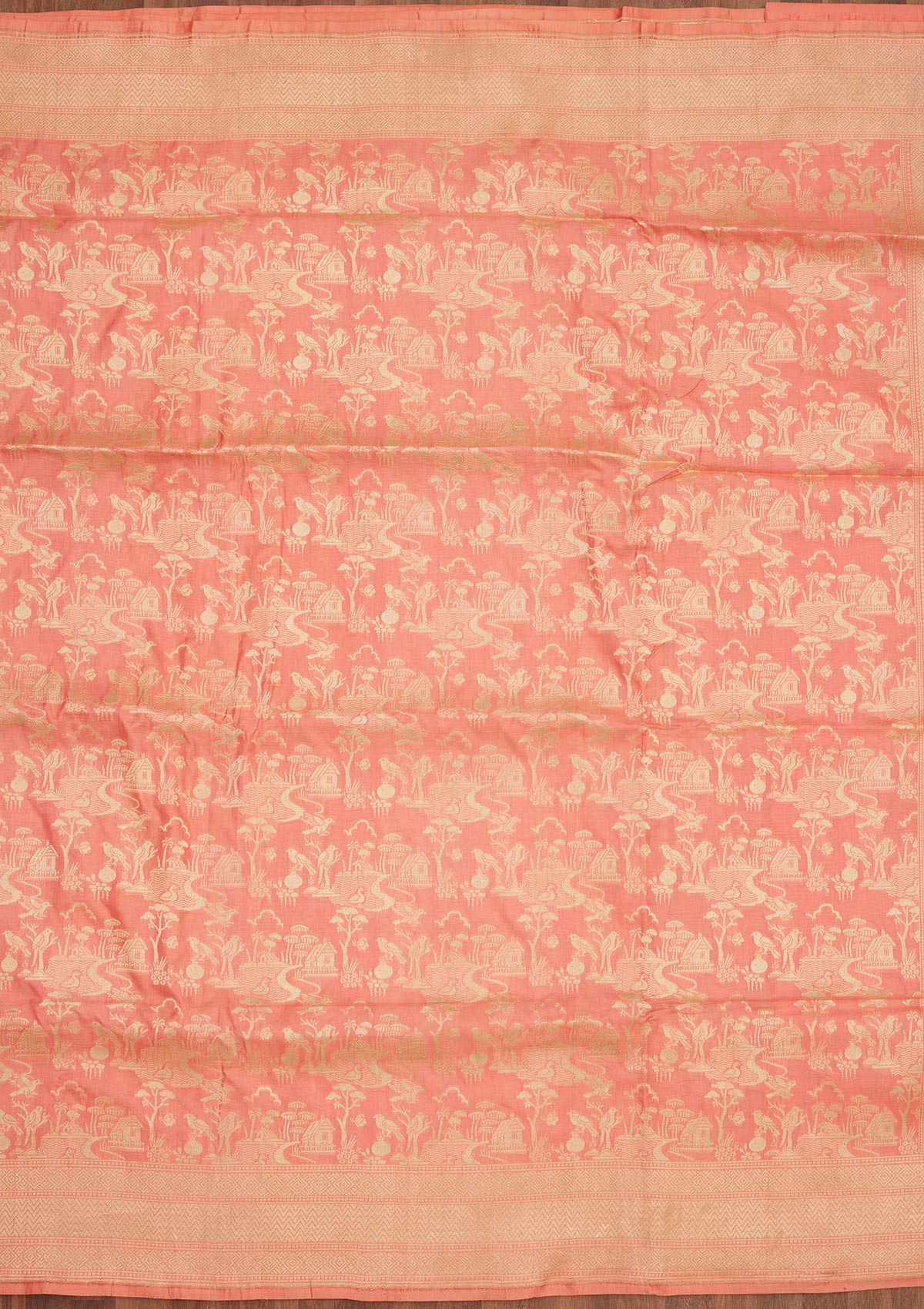 Koskii Peach Zariwork Pure Silk Saree – Women's - view 6