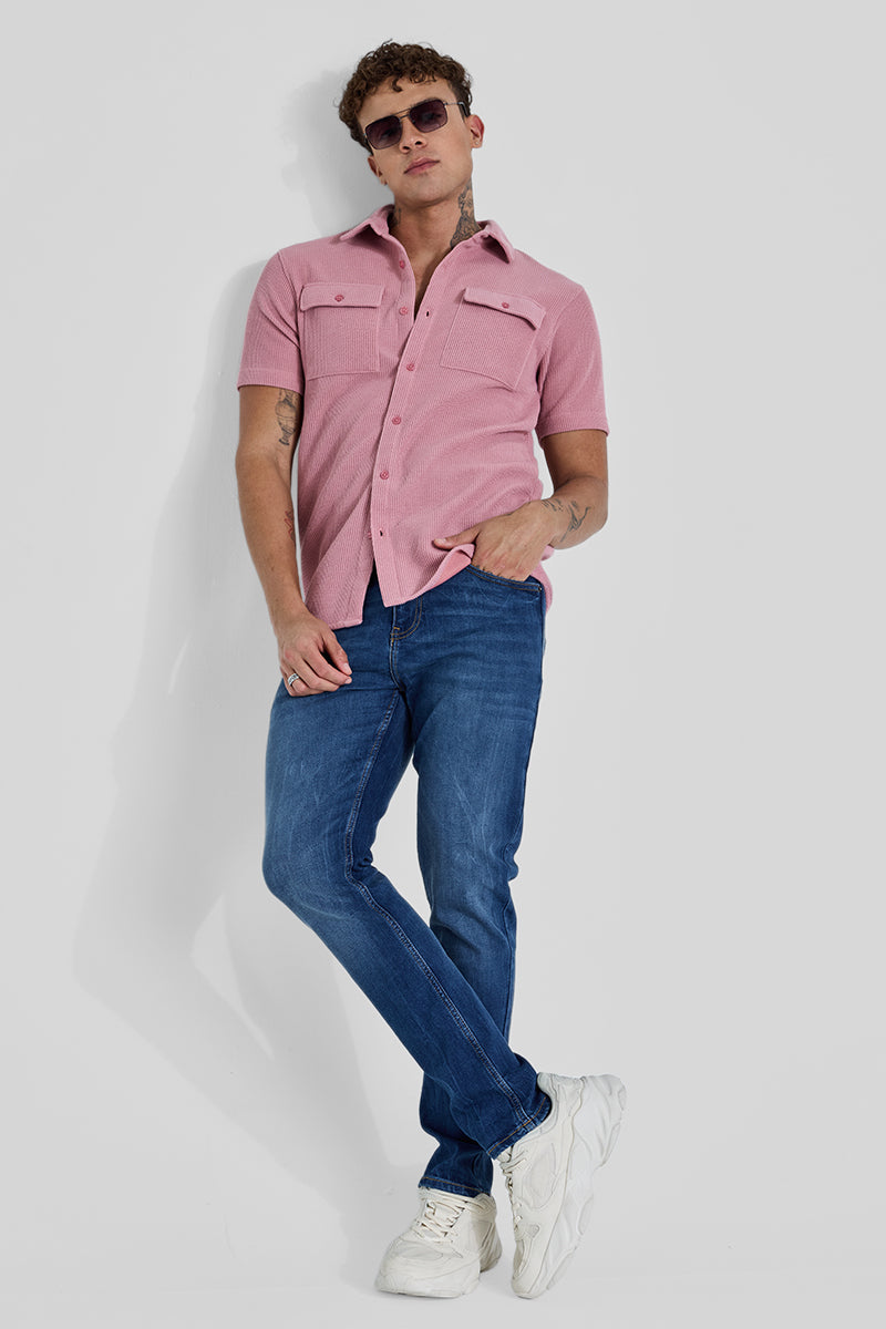 SNITCH Pink Textured Double Pocket Shirt - view 3