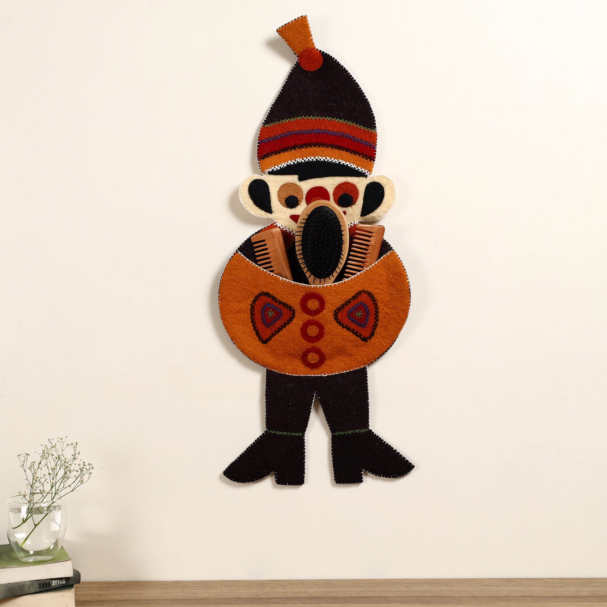 ITOKRI CRAFTS INITIATIVE Black - Hand Felted Pure Wool Namda Joker Wall Hanging (27 in x 11 in) - view 2