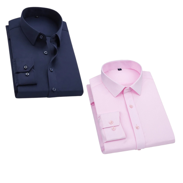 BlackTree Combo of 2 Cotton Shirt for Man (Navy Blue and Pink)