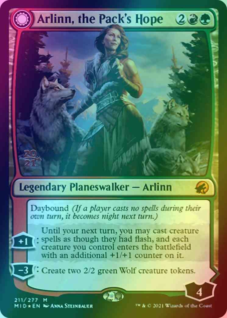 Fury prerelease 211s – Magic Arlinn, the Pack's Hope // Arlinn, the Moon's Fury [Prerelease] [211s] [Innistrad: Midnight Hunt Promos] [Foil]