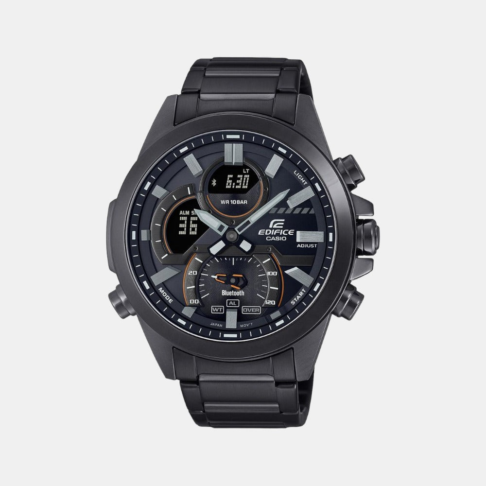 Casio Edifice Men Quartz Black Dial Analog-Digital Stainless Steel Watch EX547