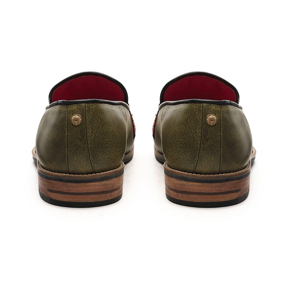 Banjaaran India Leon Loafers Men – Olive - view 4