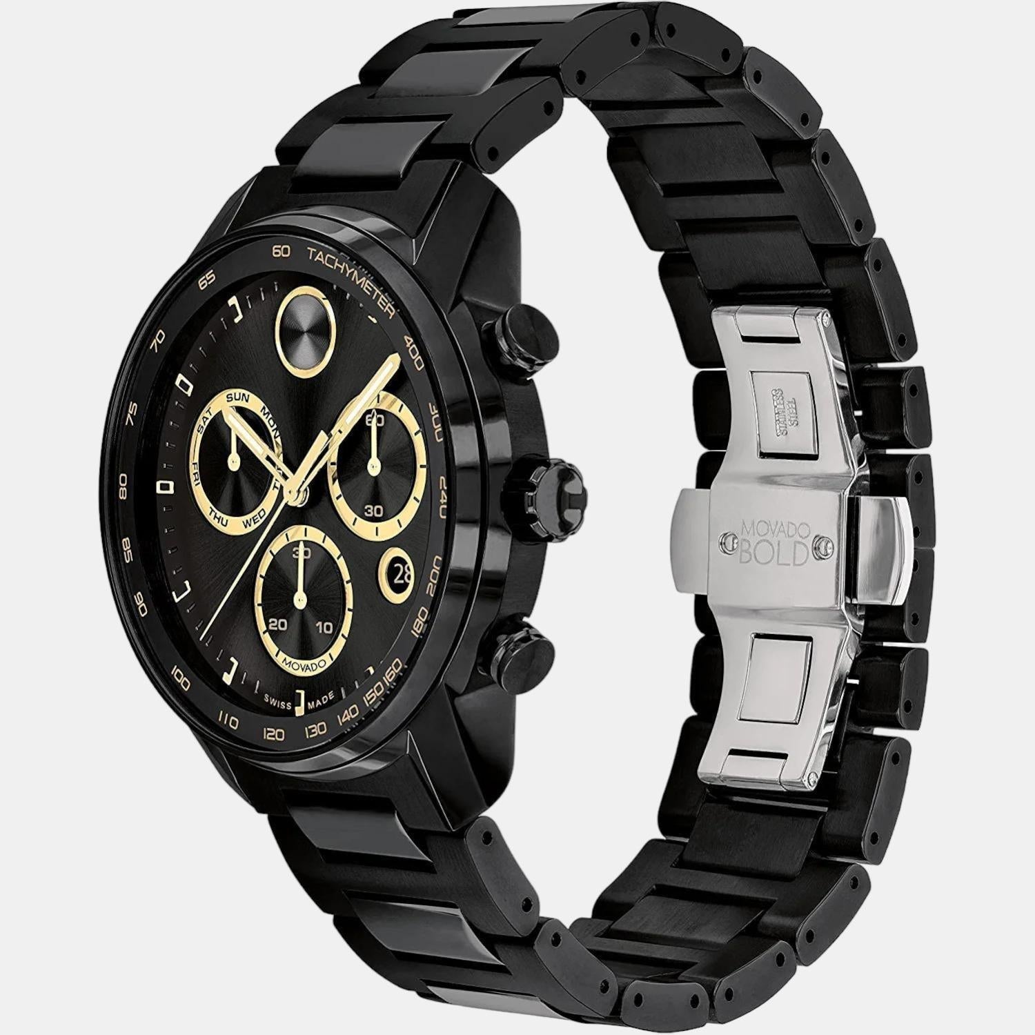 Movado Bold Verso Men Quartz Black Dial Chronograph Stainless Steel Watch 3600906 - view 2