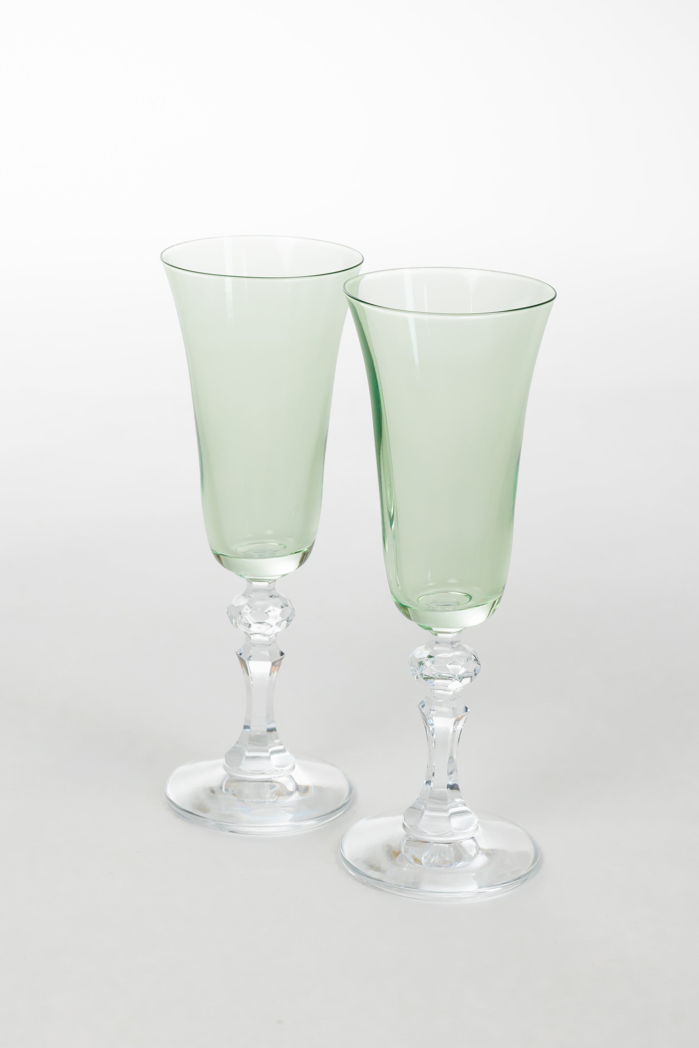 Estelle Colored Glass Estelle Colored Regal Flute With Clear Stem - Set of 2 {Mint Green} - view 2