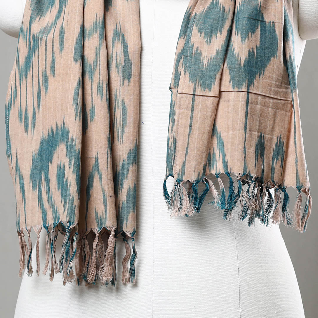 POCHAMPALLY IKAT WEAVES BY GOVARDHAN Beige - Handloom Cotton Pochampally Central Asian Ikat Stole 12 - view 3