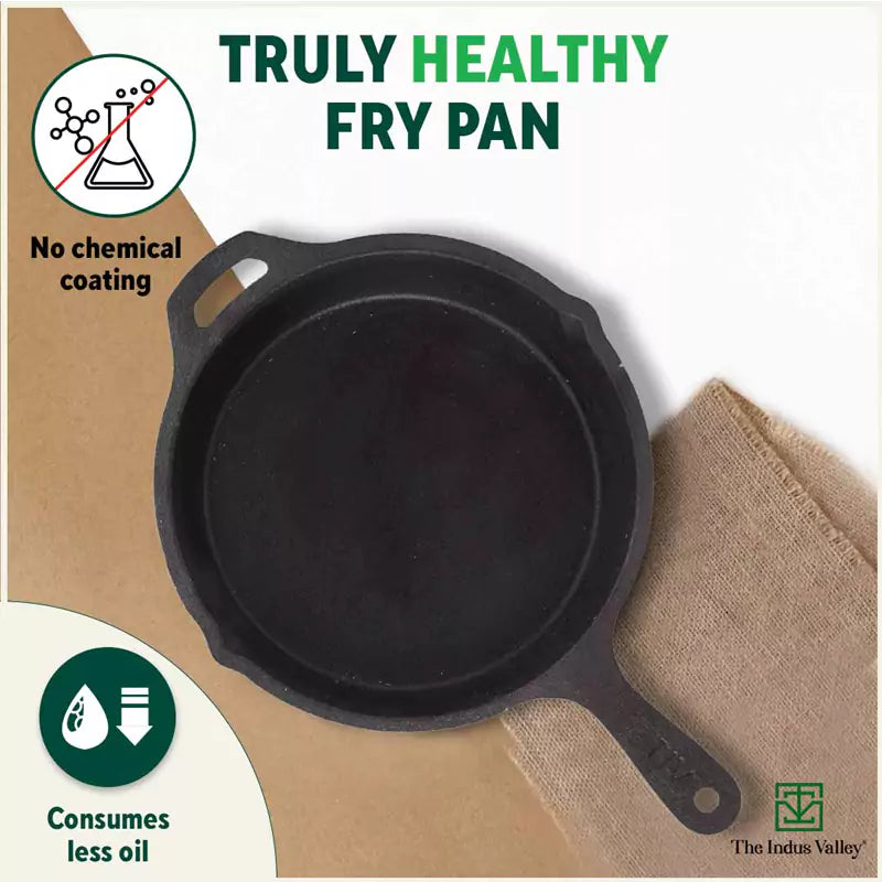 The Indus Valley CASTrong Cast Iron Fry Pan, Pre-seasoned, Nonstick, 100% Pure, Toxin-free, Induction, 25cm, 1.6L, 2.4kg - view 4