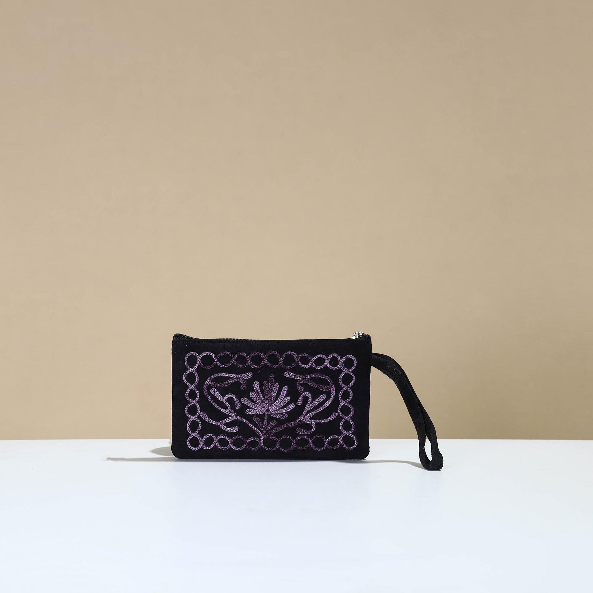 ITOKRI CRAFTS INITIATIVE Blue - Kashmiri Crewel Hand Embroidery Velvet Coin Purse 02
