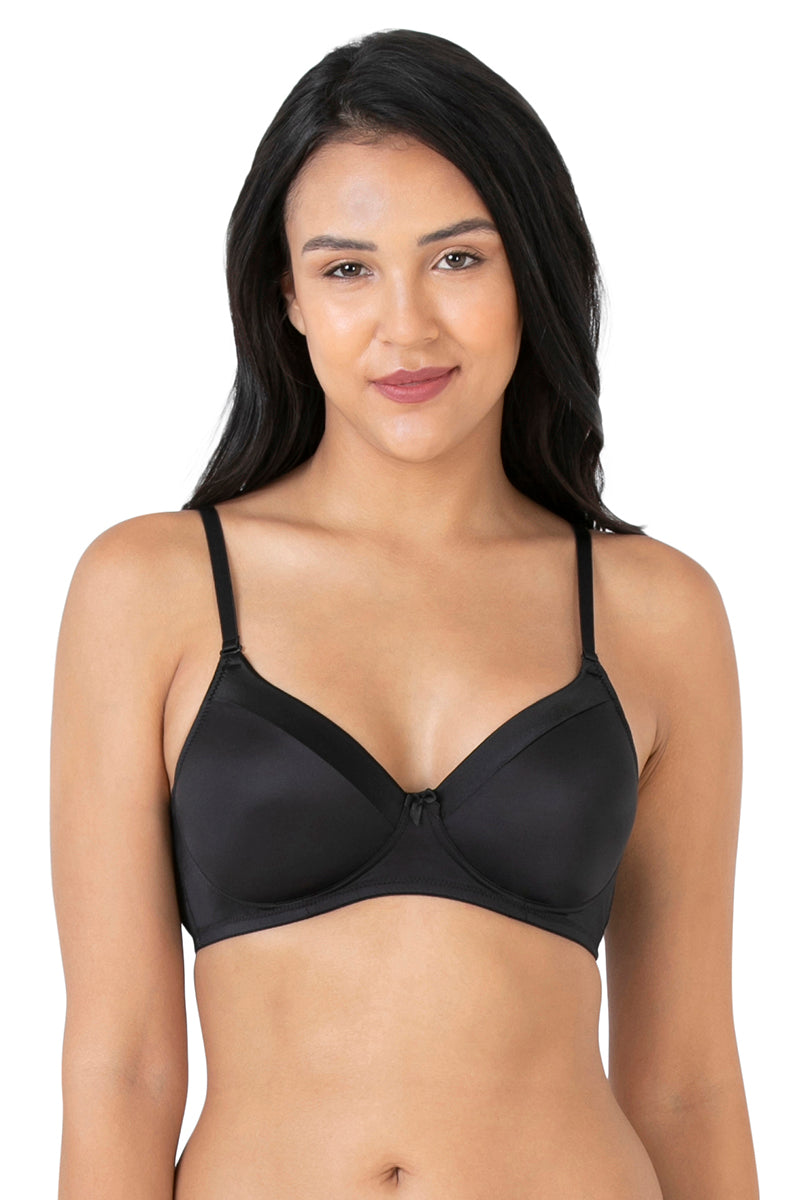 Amante Satin Edge Padded Non-wired T-shirt Bra - Black