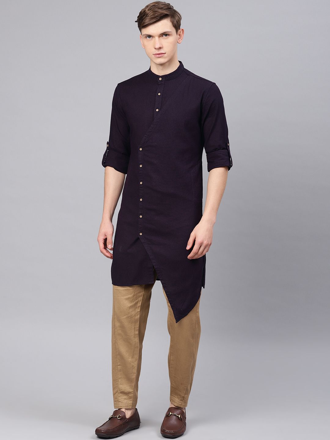 Freehand-Mens Men Long Trail Kurta – Brown