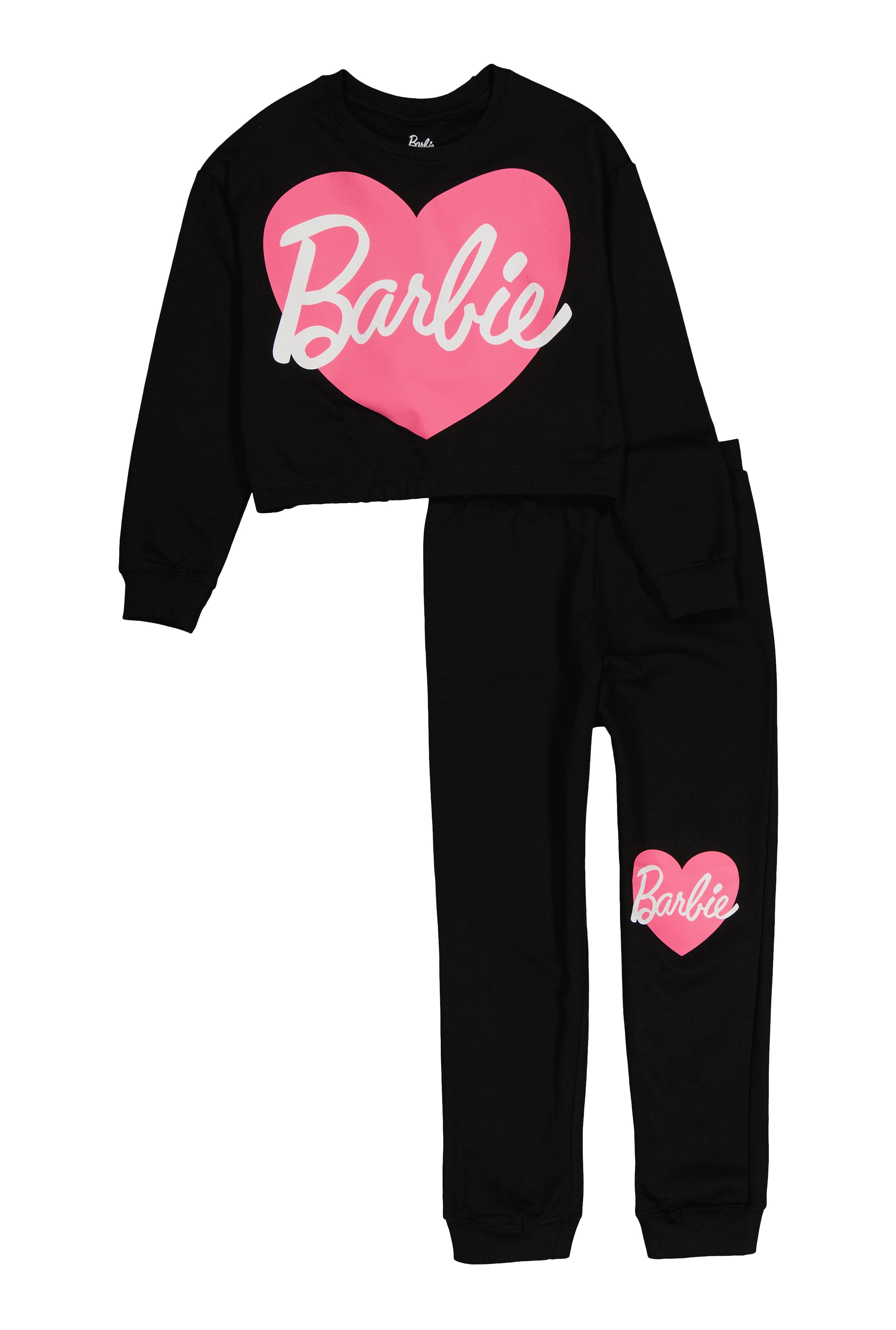 mattel Girls Barbie Heart Graphic Sweatshirt and Joggers