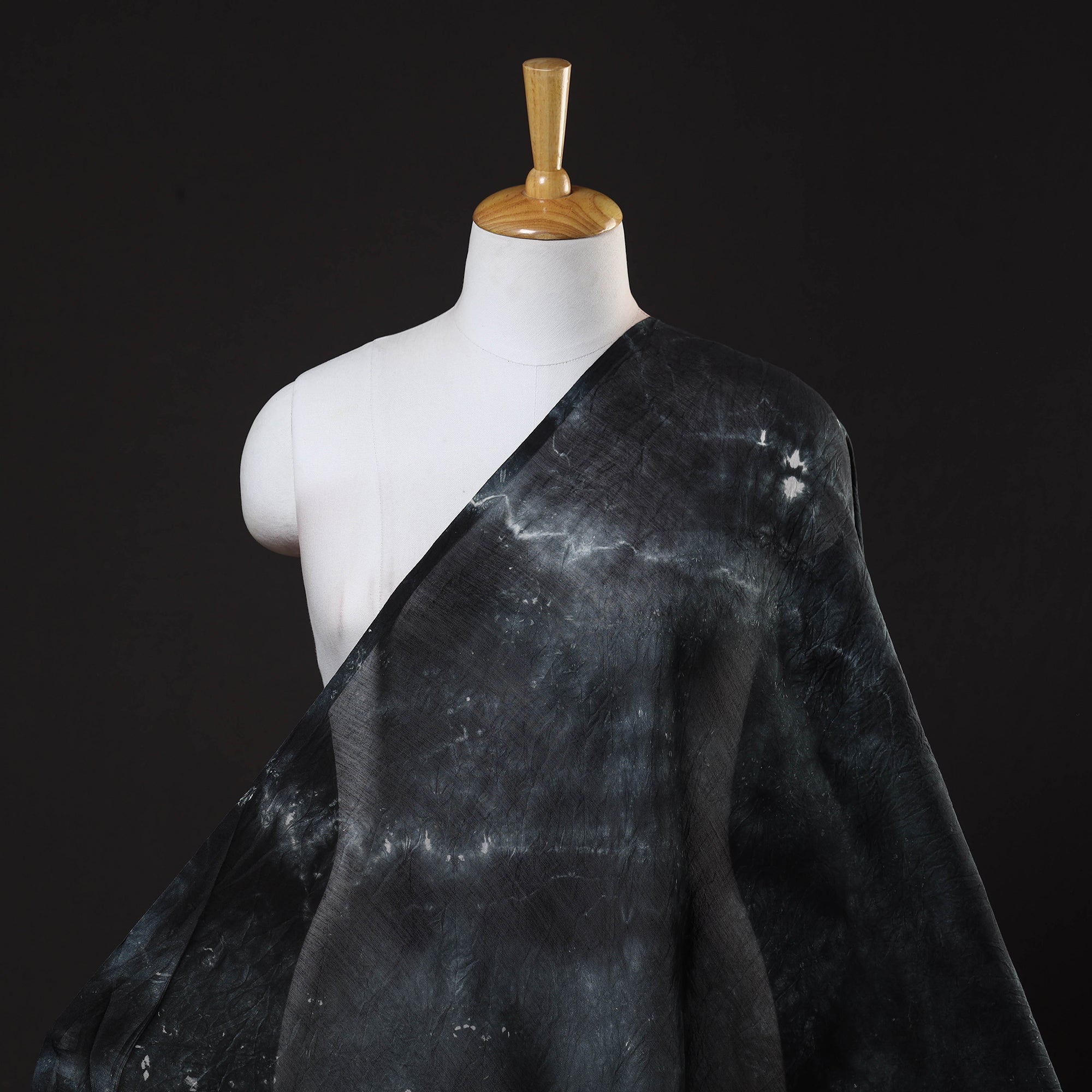 HAVELI CHRONICLES Black - Chanderi Silk Shibori Tie-Dye Fabric 01