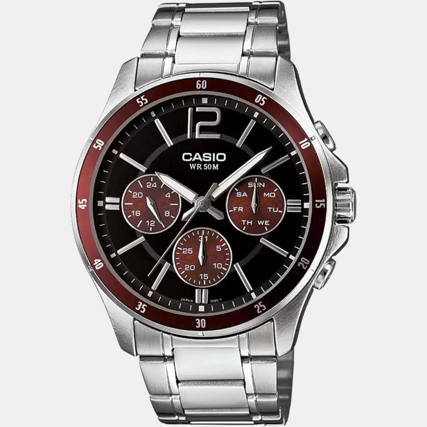 Casio Enticer Men Quartz Black Dial Chronograph Stainless Steel Watch A1647 - view 2