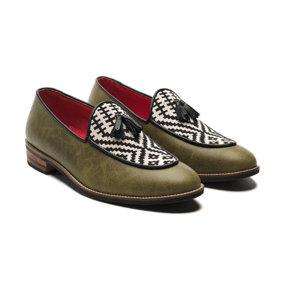 Banjaaran India Texo Loafers Men – Olive