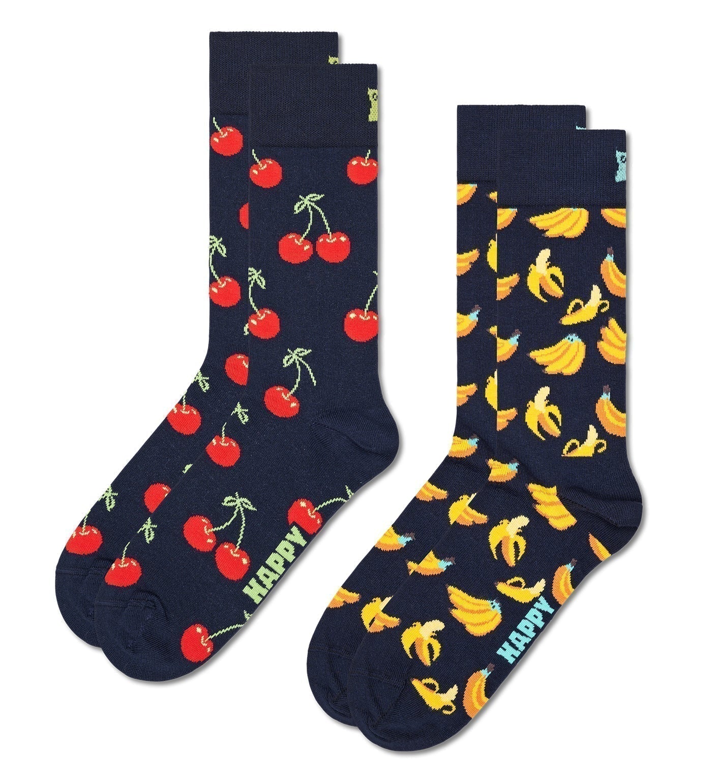 Happy Socks Unisex 2-Pack Classic Cherry and Banana Crew Length Socks for Women and Men - view 2