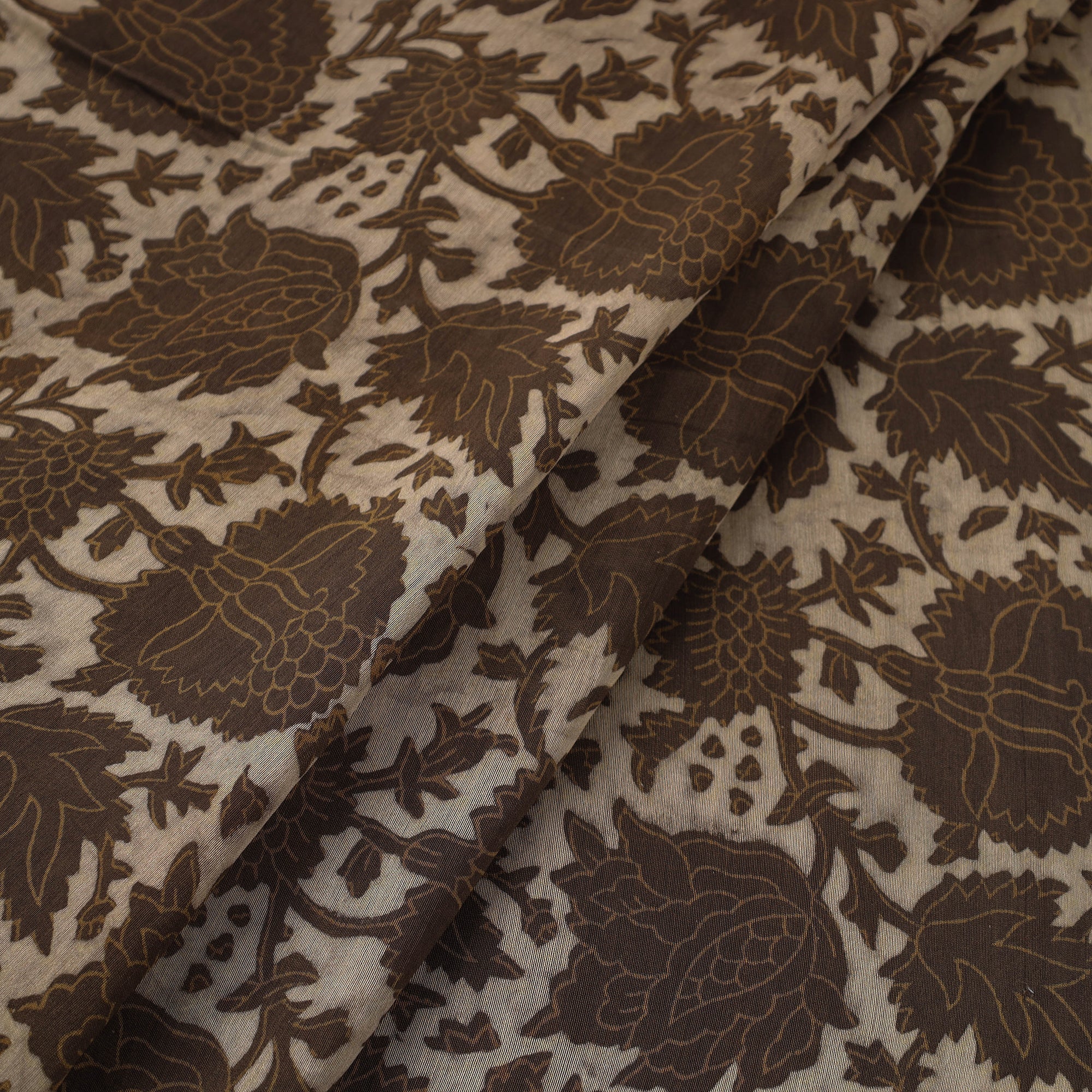HAVELI CHRONICLES Brown - Natural Dyed Chanderi Silk Akola Print Fabric 08 - view 2