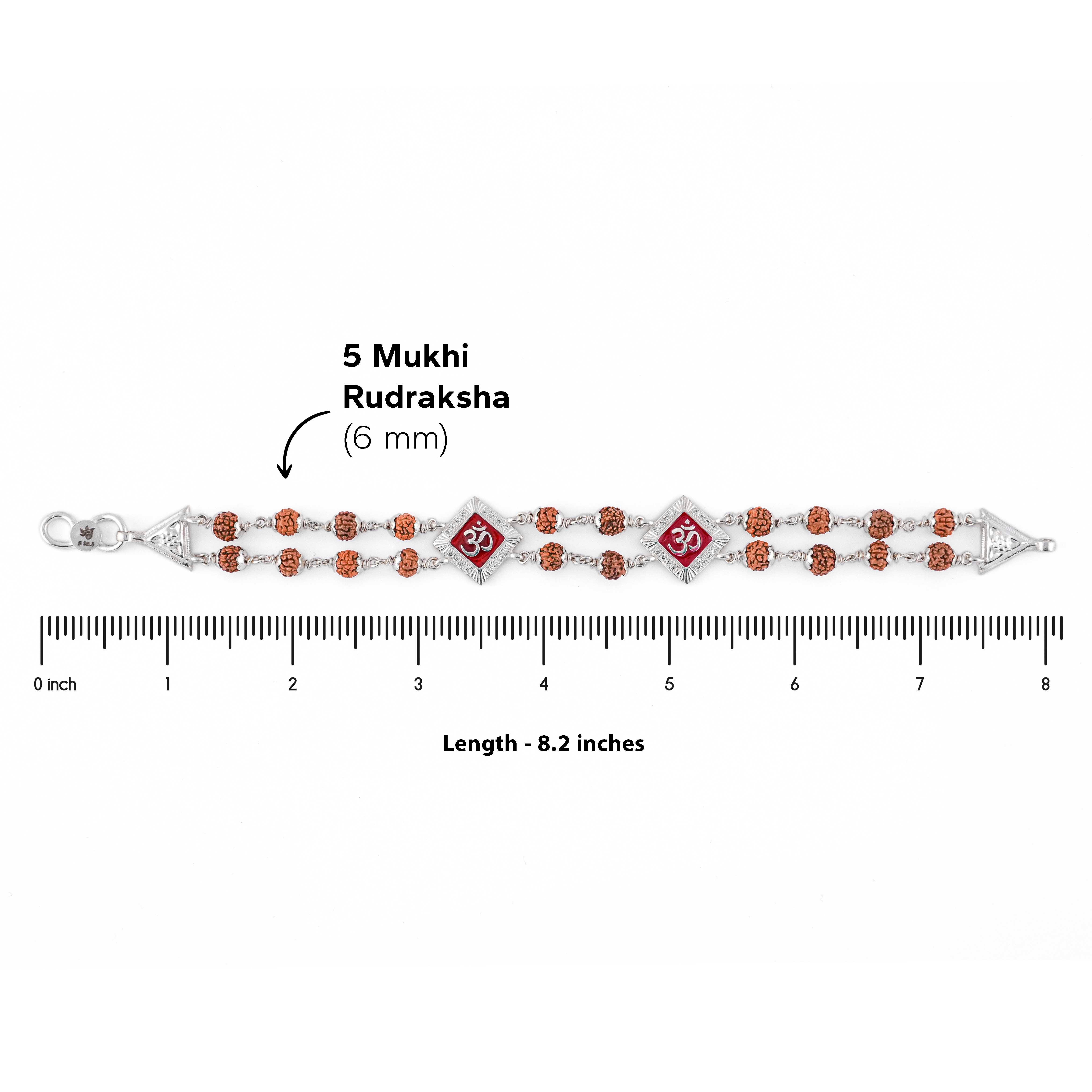 Prinjal Jewellers Rudraksha Silver Two Om double line bracelet - view 6