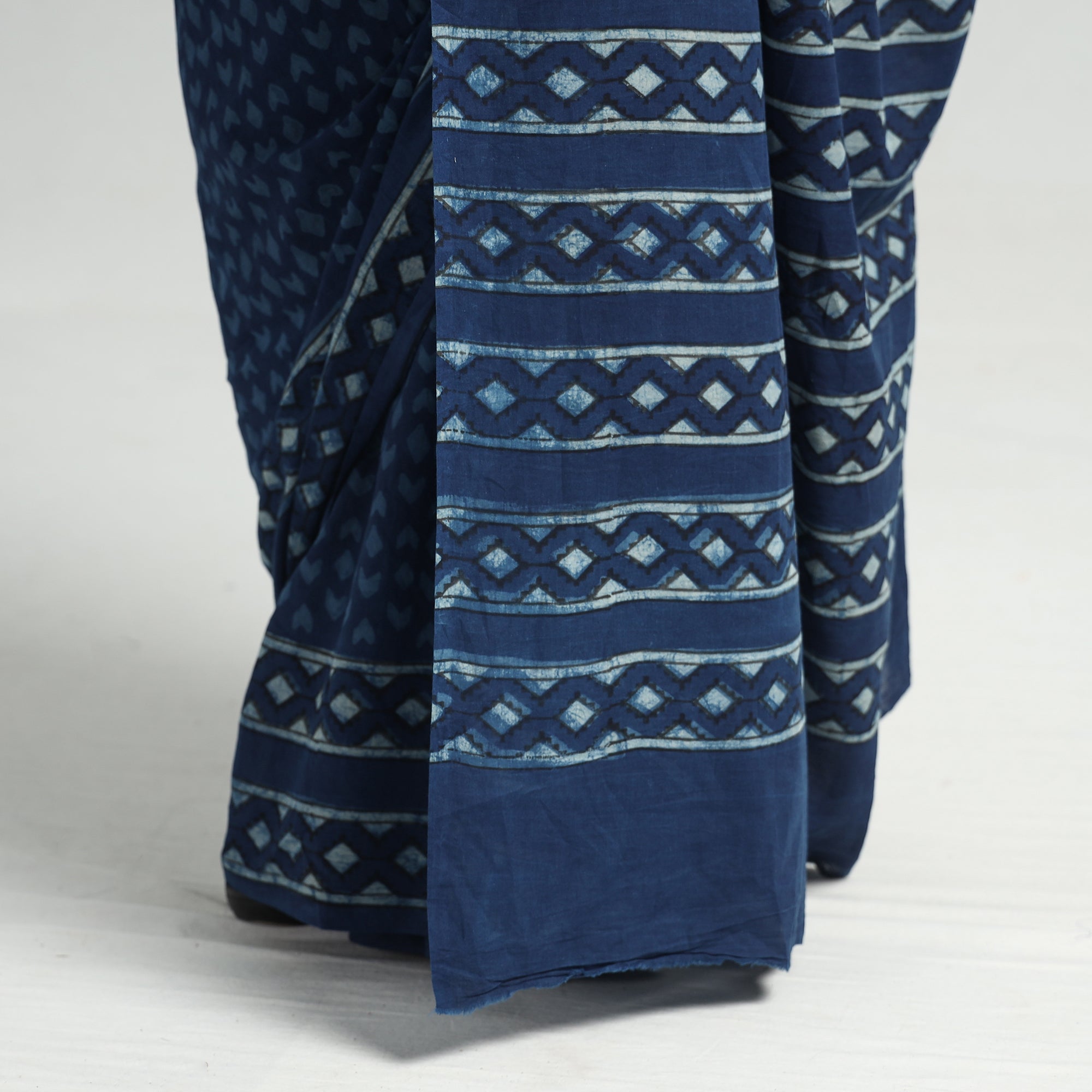 HAVELI CHRONICLES Blue - Akola Hand Block Printed Cotton Saree - view 5