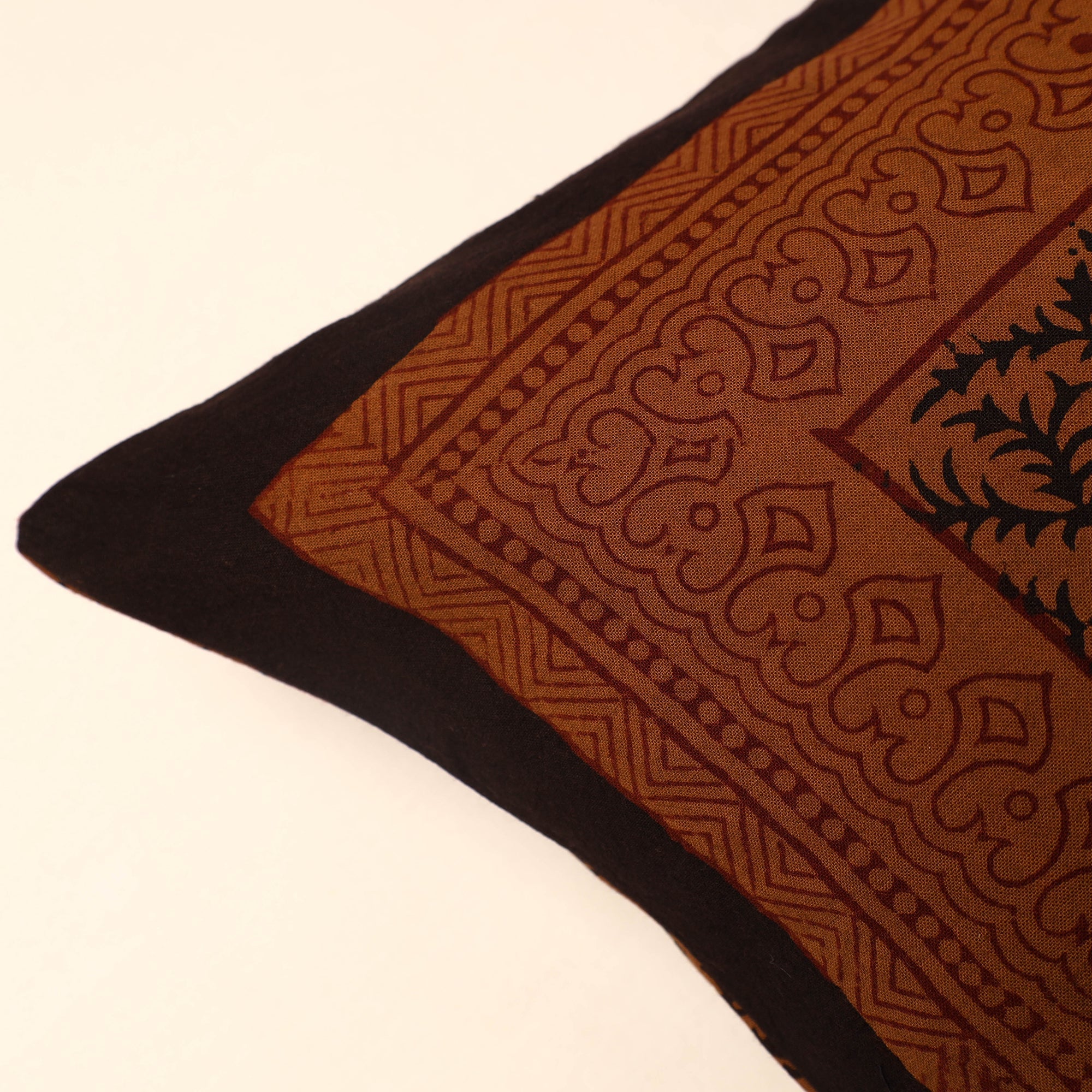 BAGH PRINTS BY ANSHAR FARUKH KHATRI Brown - Bagh Block Printed Cotton Cushion Cover (16 x 16 in) 44 - view 2