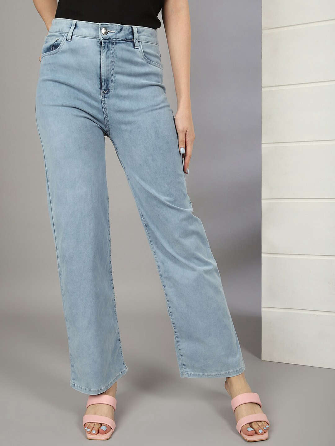 Freehand By The Indian Garage Co Women Wide Leg Jeans With Tie N Dye Detail