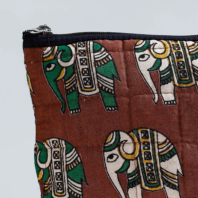 NOORI BAZAR Brown - Handmade Quilted Kalamkari Printed Utility Pouch 03 - view 2