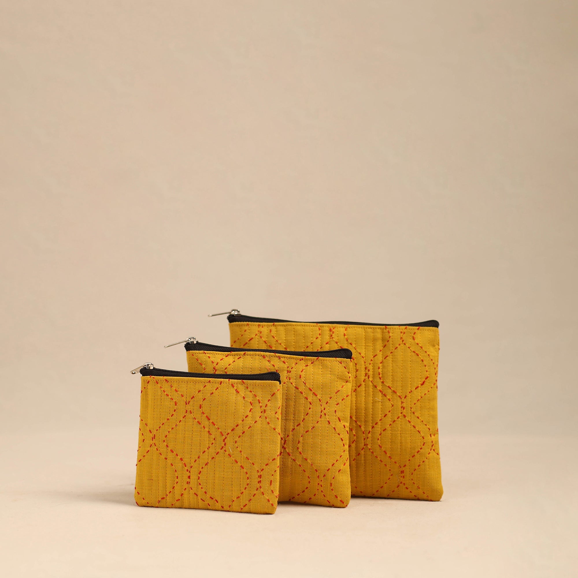 NOORI BAZAR Handmade Cotton Utility Pouches (Set of 3) 21