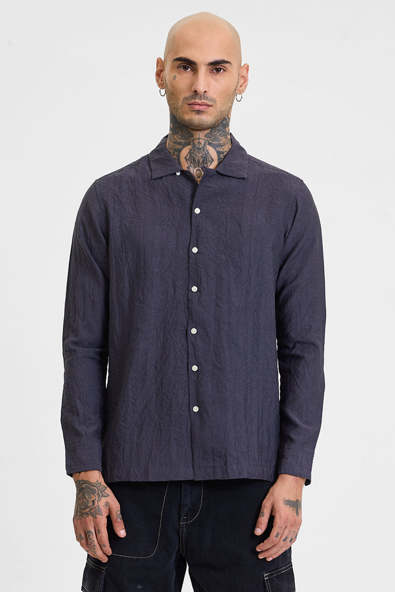 SNITCH Charcoal Grey Crinkle Shirt - view 7