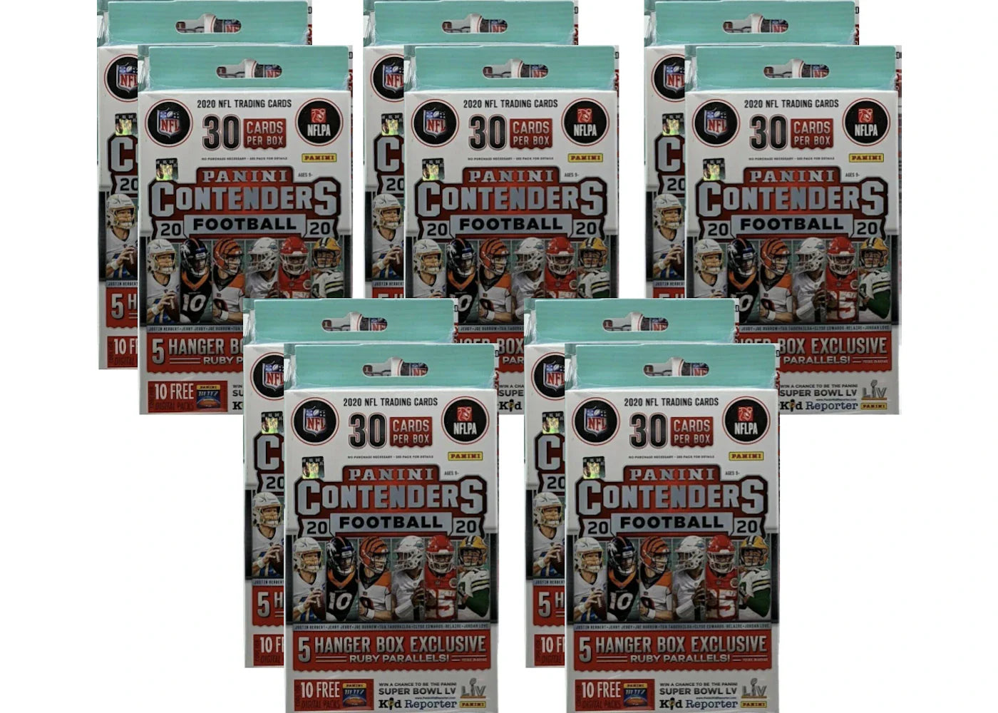 Box 30 cards – 2020 Panini Contenders Football Hanger Box (30 cards) 10x Lot