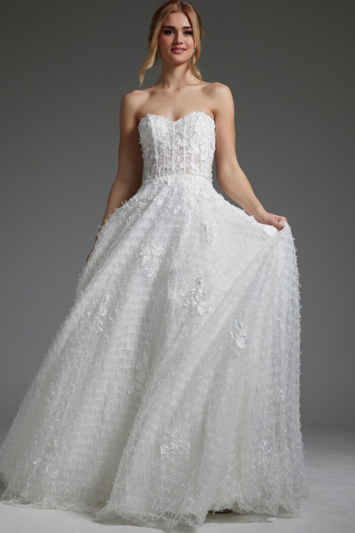 Jovani JB07165 A Line Corset Bridal Long Wedding Dress - view 4