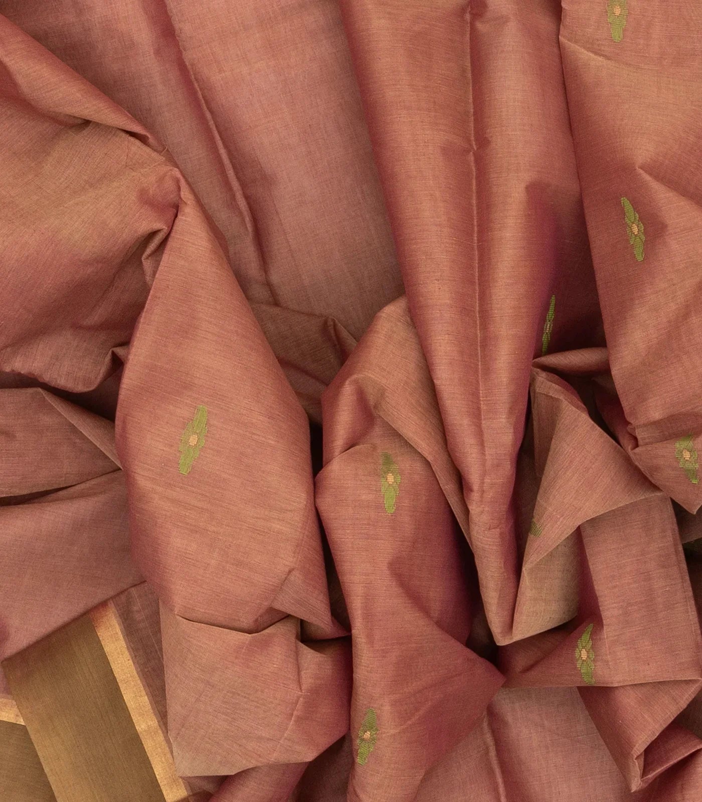 RmKV Dusty Pink Handloom Village Cotton Saree With Floral Meenakari Buttas - view 4